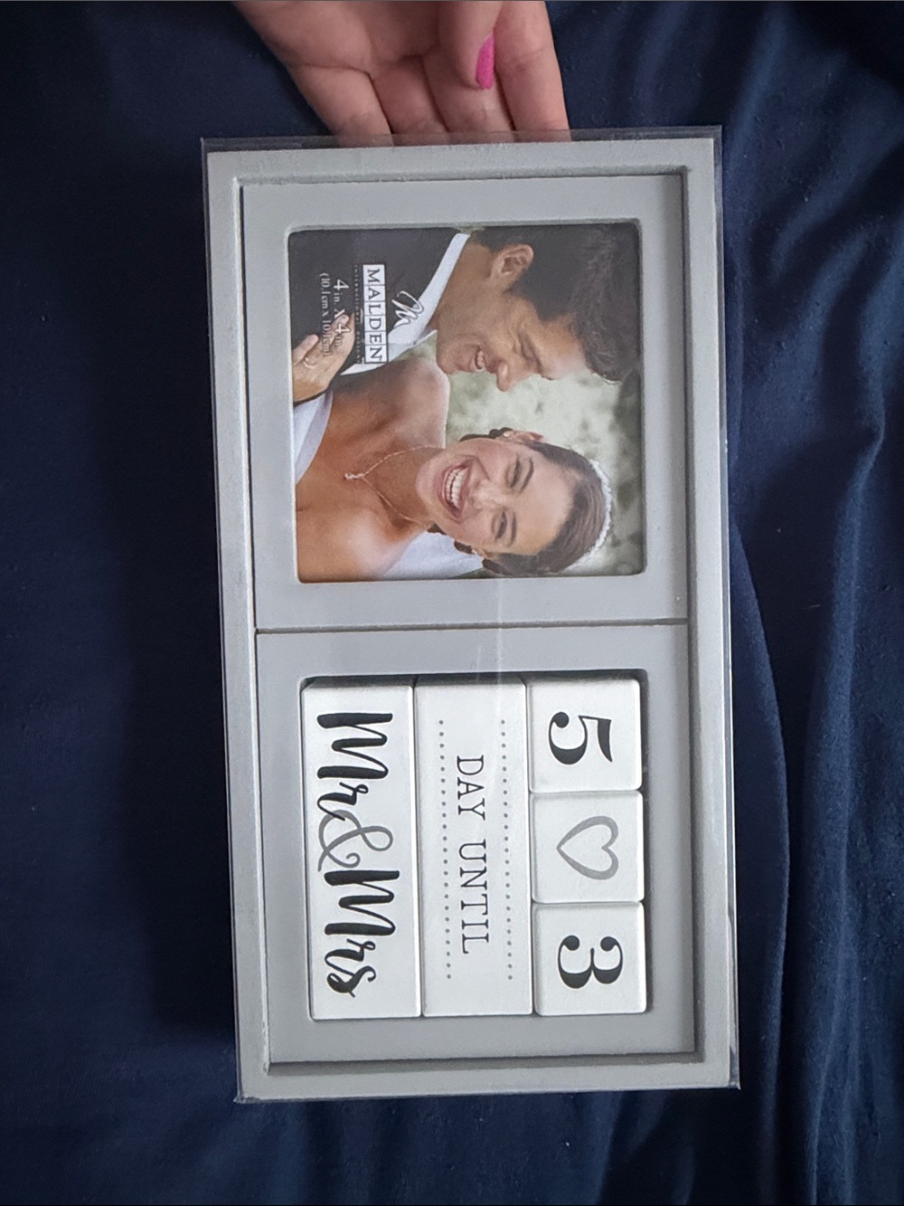 Photo Frame Countdown Blocks - White & Gray Wedding Display